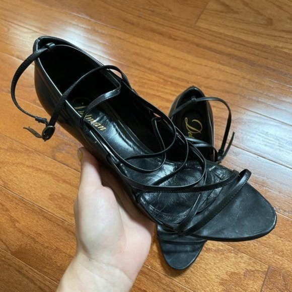 Delman Strappy Leather Open Toe Stiletto Heels - Picture 8 of 10